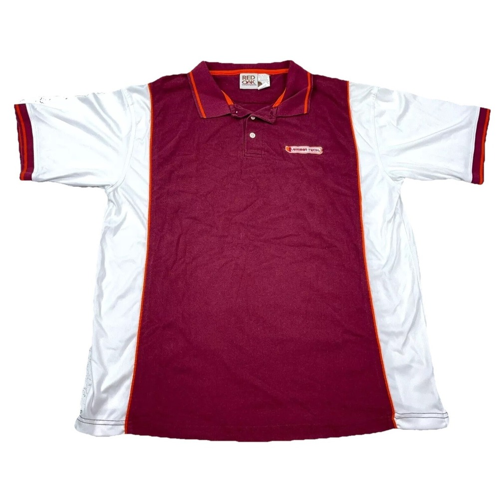 Vintage Virginia Tech Hokies Polo Shirt Men XL Color Block Rugby Y2K Preppy Golf